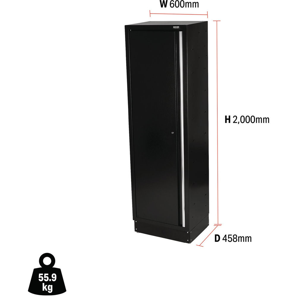BUNKER Single Door Black Modular Tall Tool Cabinet Image 8