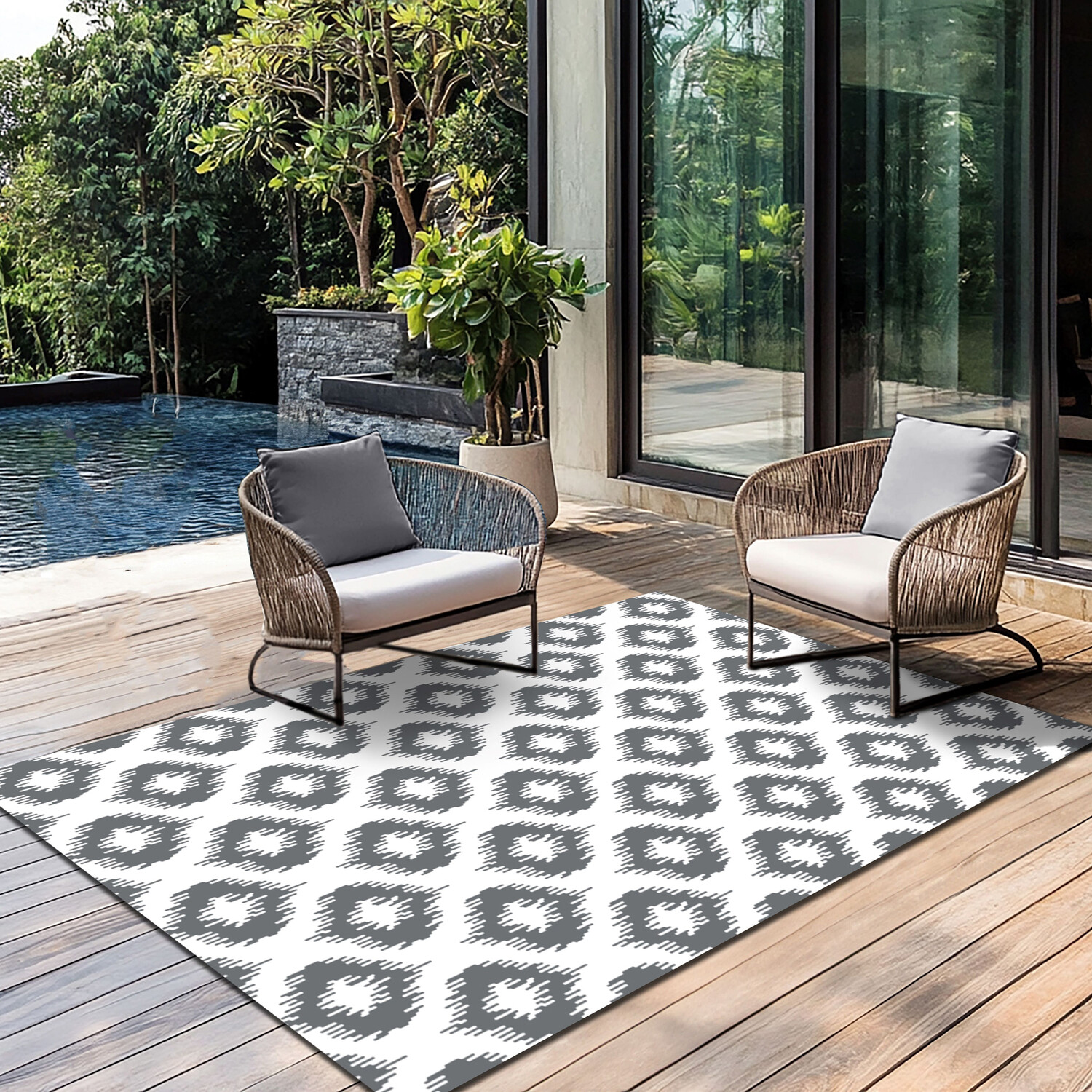 Madrid Grey Outdoor Rug 120 x 180cm Image 3