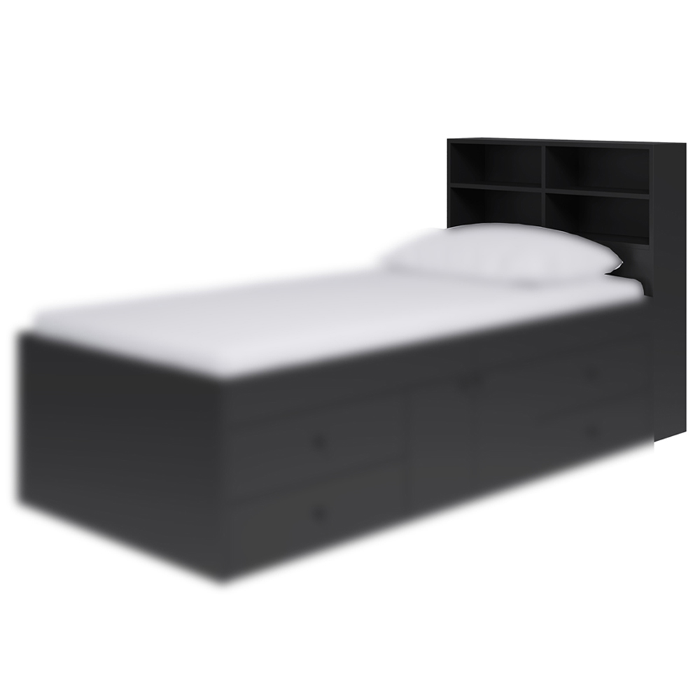 Kudl 4 Shelf Black Bookcase Headboard Image 2