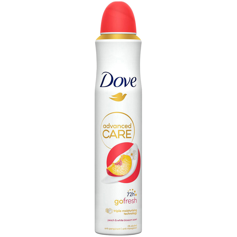 Dove Advance Care Go Fresh Peach and White Blossom Anti-Perspirant Spray 200ml 18 Pack Image 2