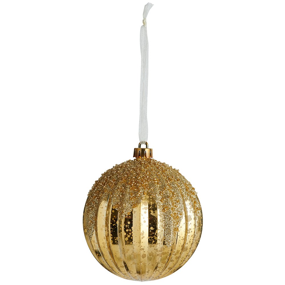Wilko 6 Pack Majestic Gold Pleated Bauble Image 2