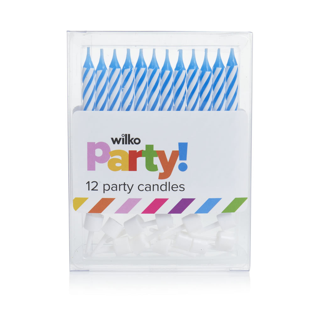 Wilko Party Blue Birthday Cake Candles 12 pack Image