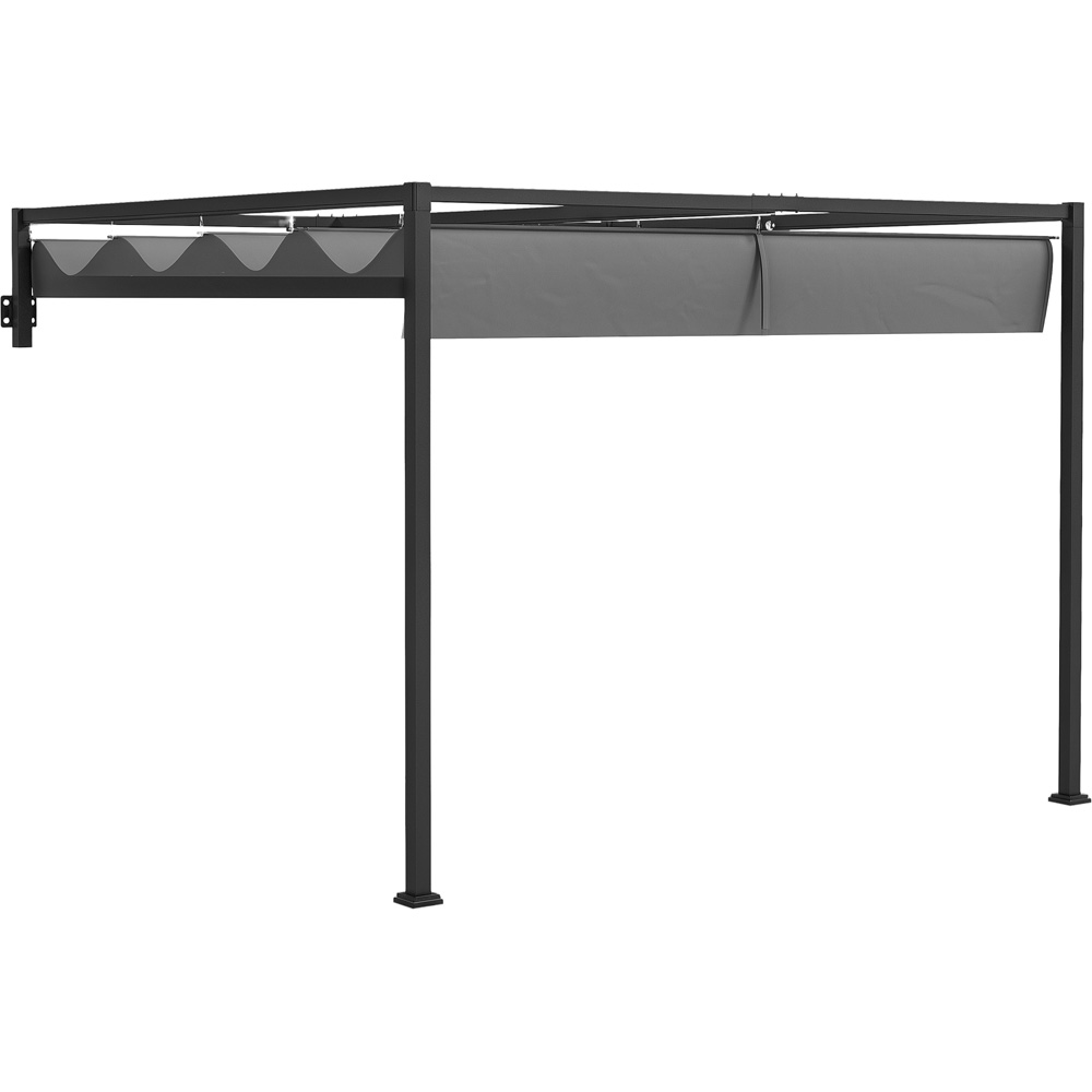 Outsunny 3 x 4m Grey Steel Frame Retractable Lean to Pergola Image 2