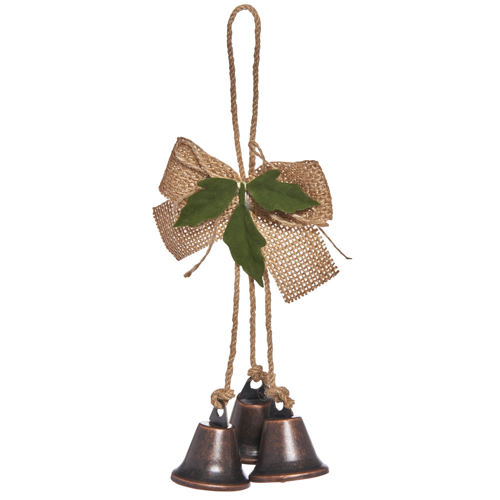Wilko Country Christmas 3 Bells on Jute String    Christmas Tree Decoration Image 1