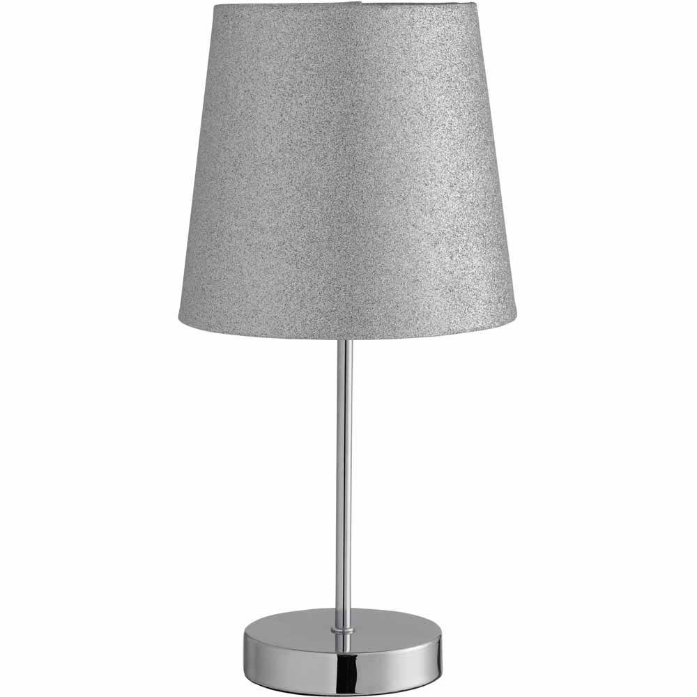 Wilko Silver Glitter Table Lamp Image 1