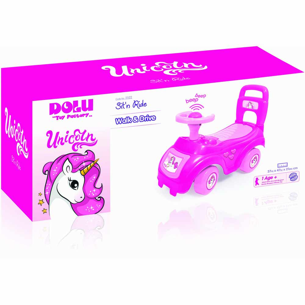 Dolu Children's Sit 'n' Ride Pink Push Along Car Image 2