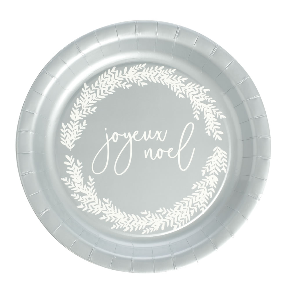 Wilko 8 pack Silver Christmas Paper Plates Image