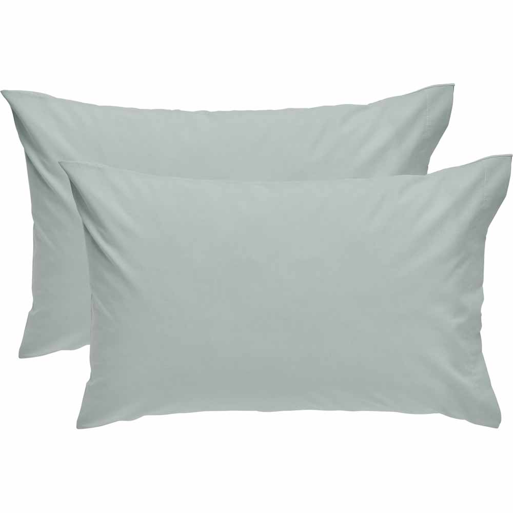 Wilko Easy Care Eau de Nil Housewife Pillowcases 2 pack Image 1