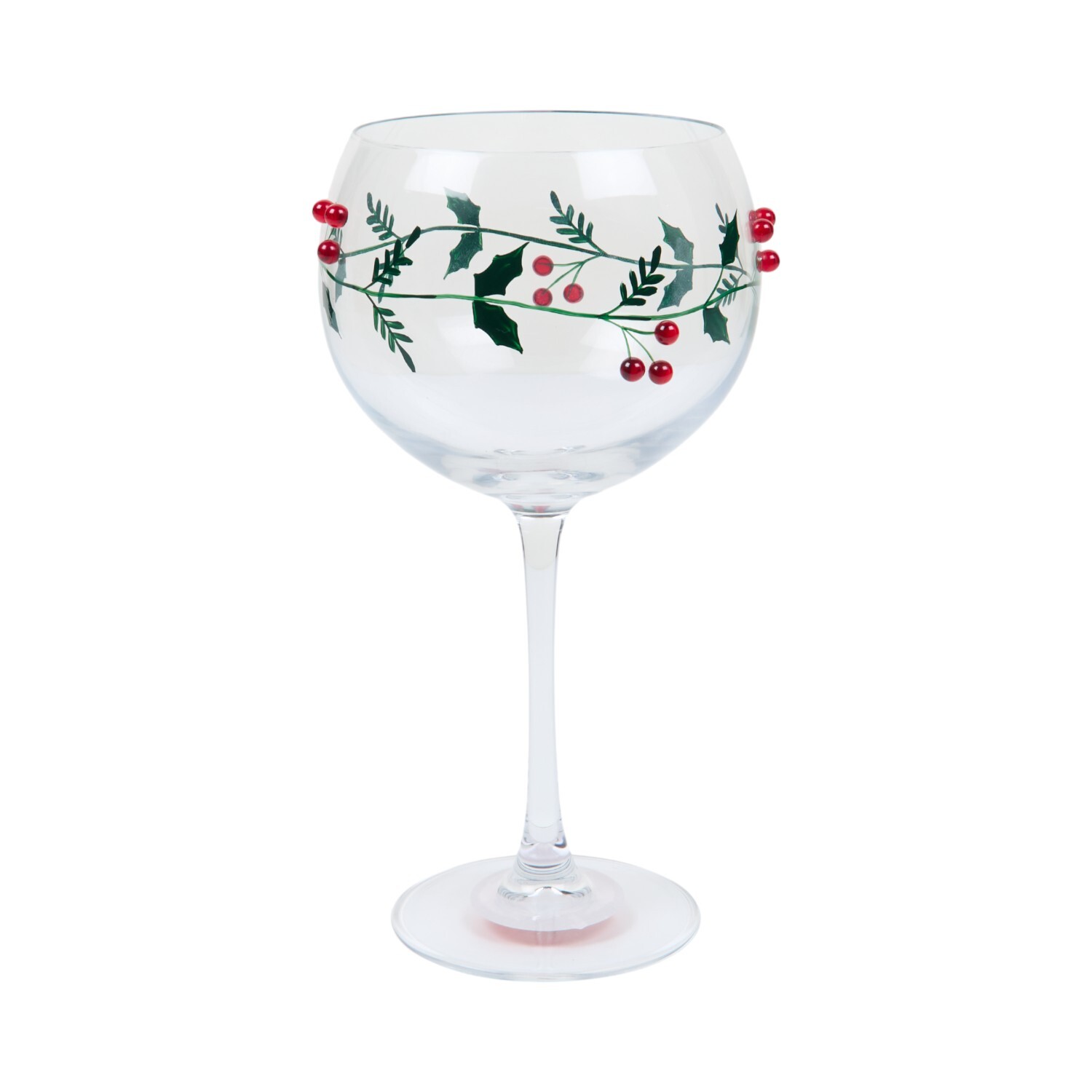 Gin Glass with Mistletoe Decoration Clear Image 1