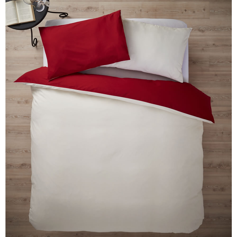 Wilko Red and Cream Reversible Double Duvet Set Wilko
