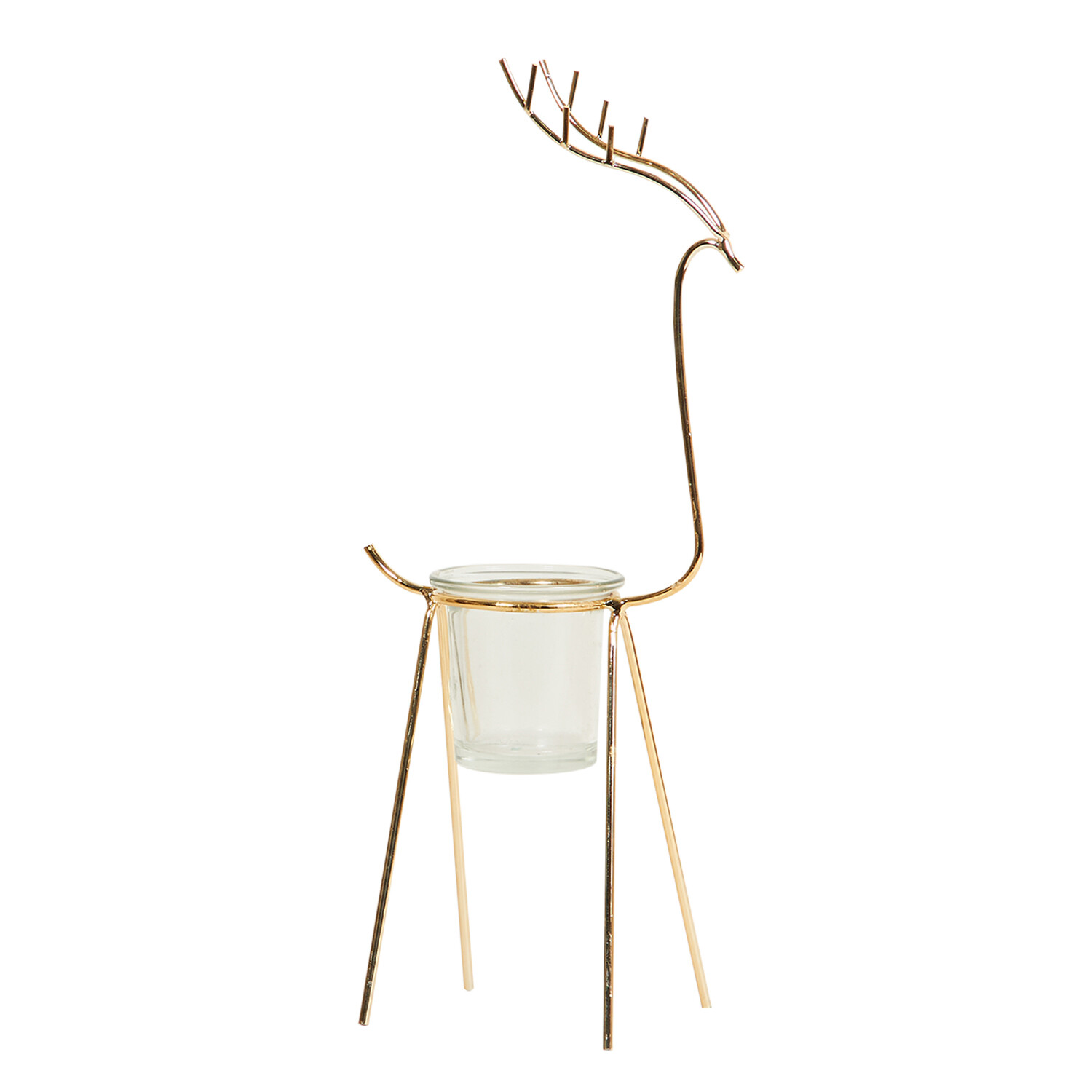 Metal Reindeer Tealight Holder - Gold Image 1