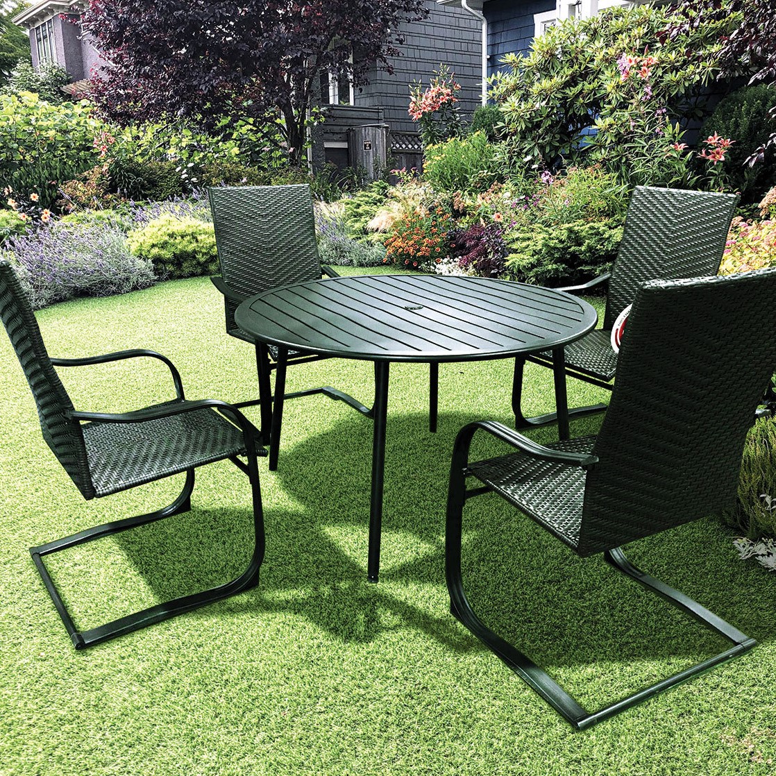 Paris 4 Seater Round Dining Set Black Image 1