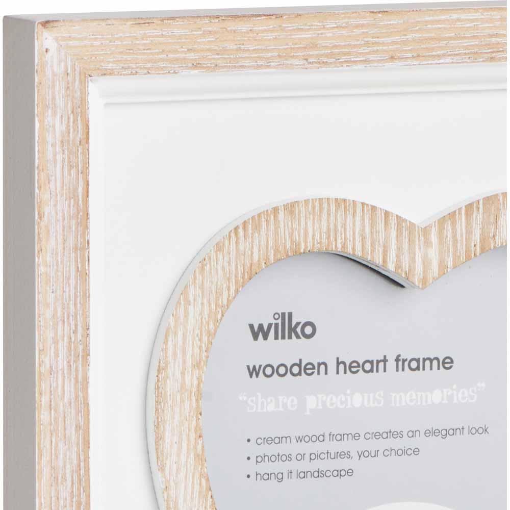 Wilko 18 x 13cm Wooden Heart Photo Frame Image 3
