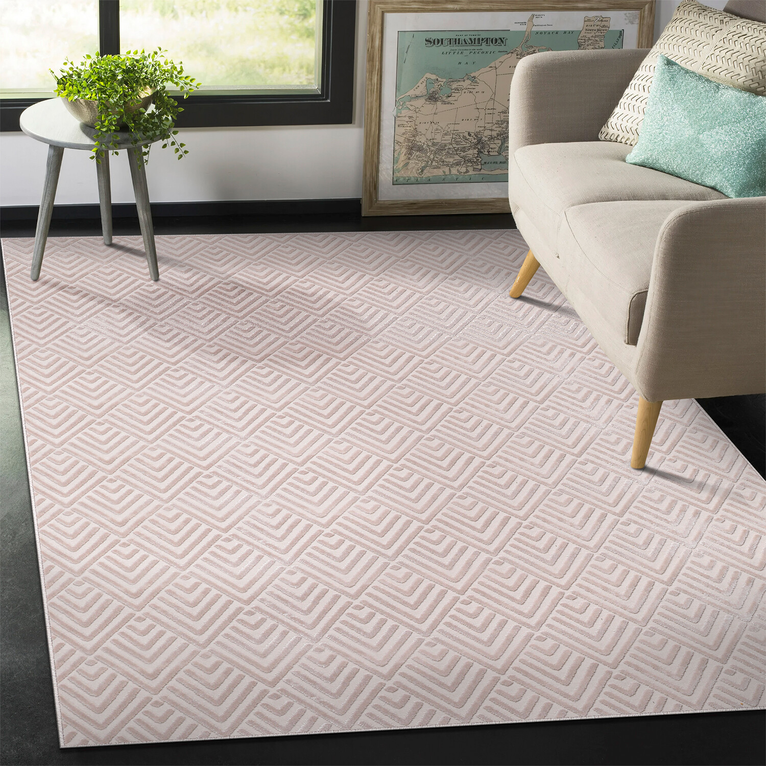 Gloria Lux Geo Rug - Neutral / 120cm Image 2