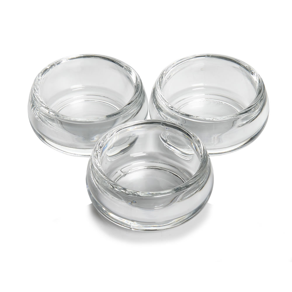 Wilko Clear Glass Tea Light Holder 3 Pack Image