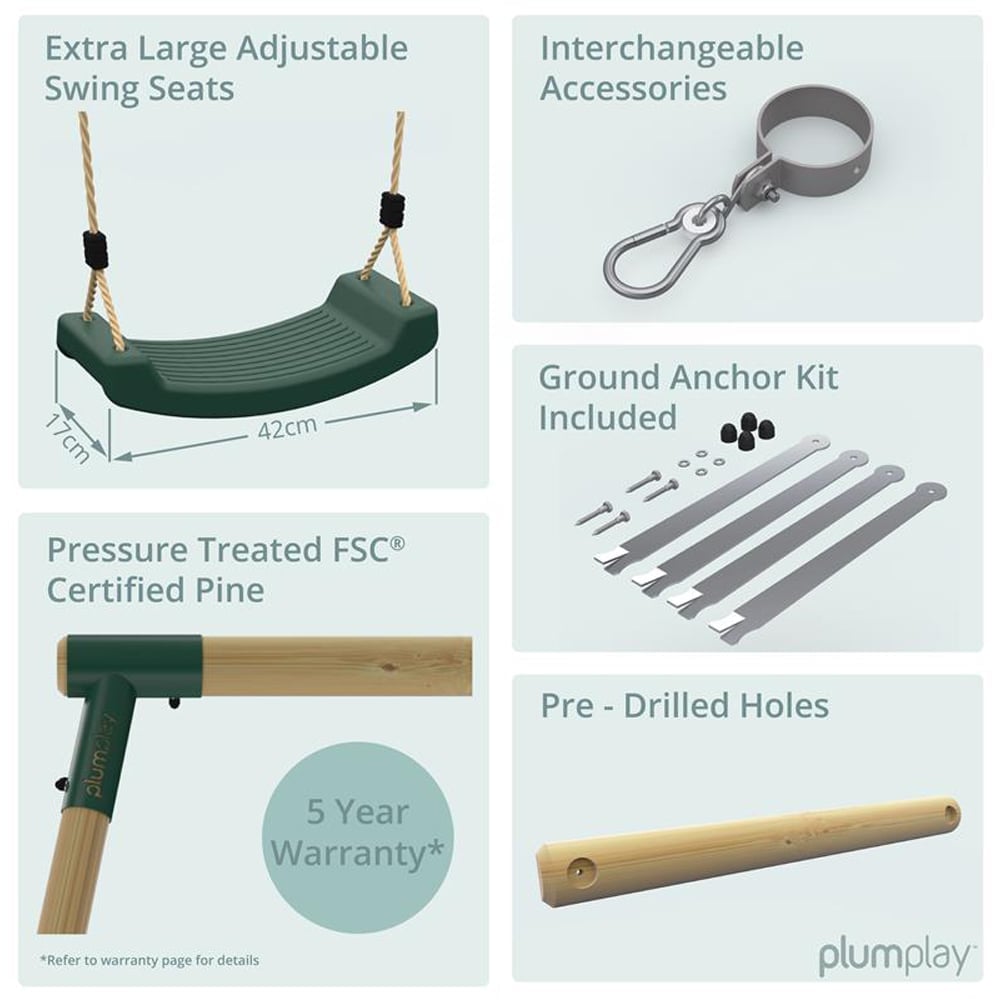 Plum Play Green Woolly Monkey Wooden Swing Set Image 6