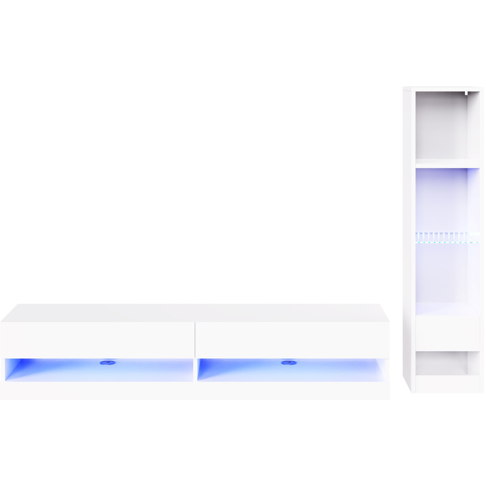 GFW Galicia 6 Shelf White Compact Wall Mounted LED Media Set Image 2