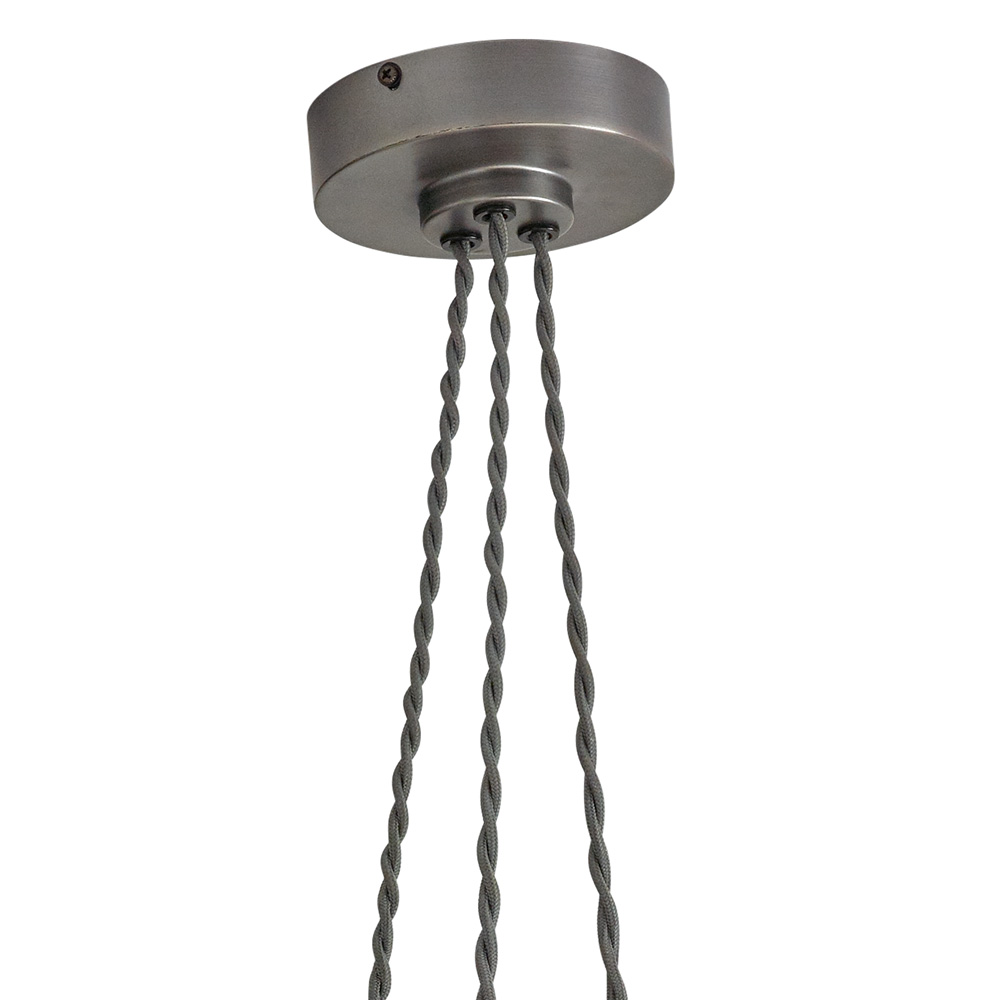 Wilko Pewter Triple Glass Pewter Industrial Pendant Light Shade Image 5