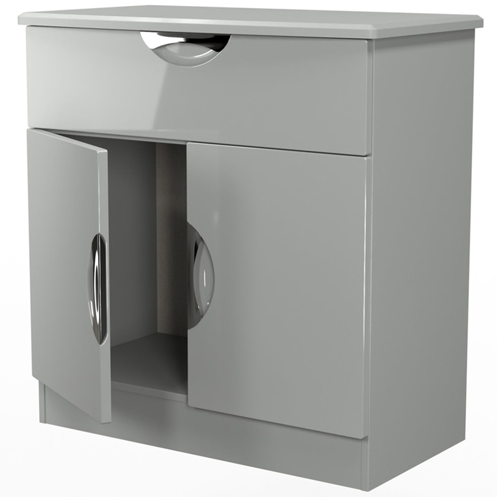 Crowndale Camden Single Drawer 2 Door Grey Gloss and Dusk Grey Sideboard Ready Assembled Image 6