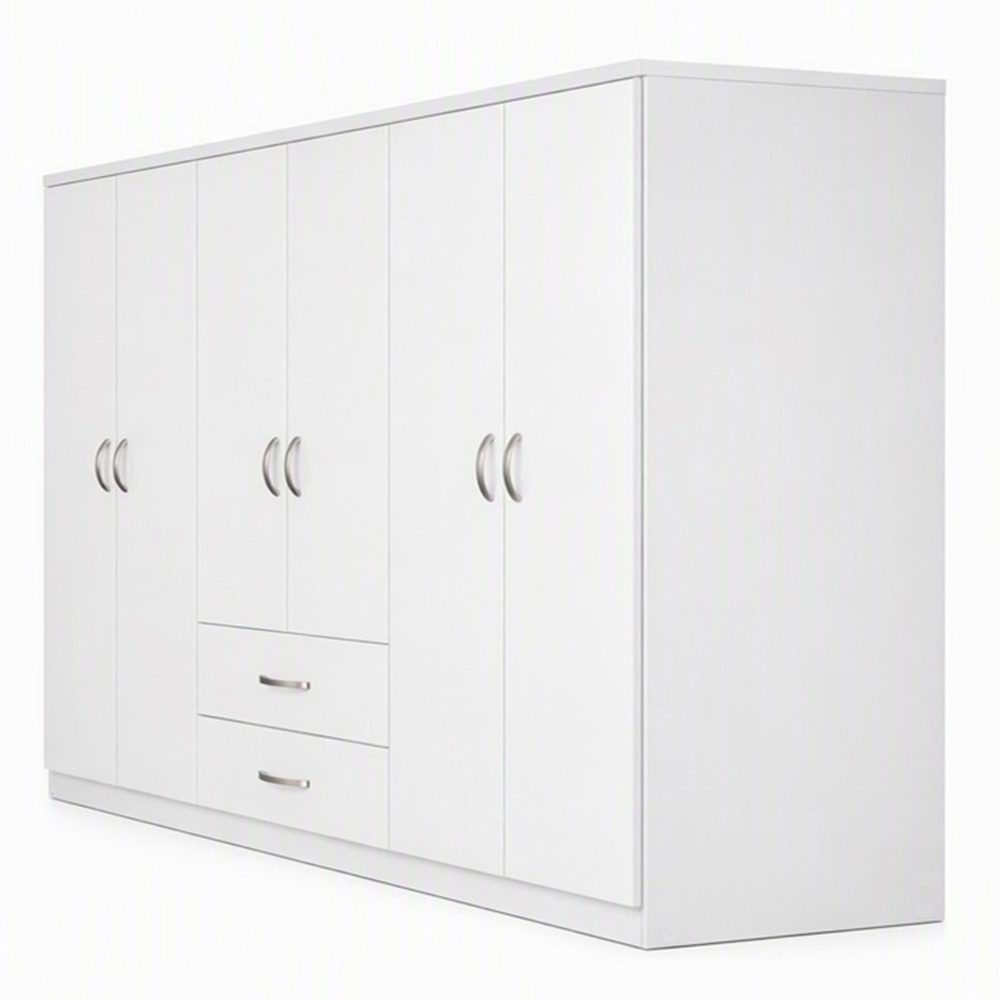 TJ'S Venice 6 Door 2 Drawer White Wardrobe Image 2