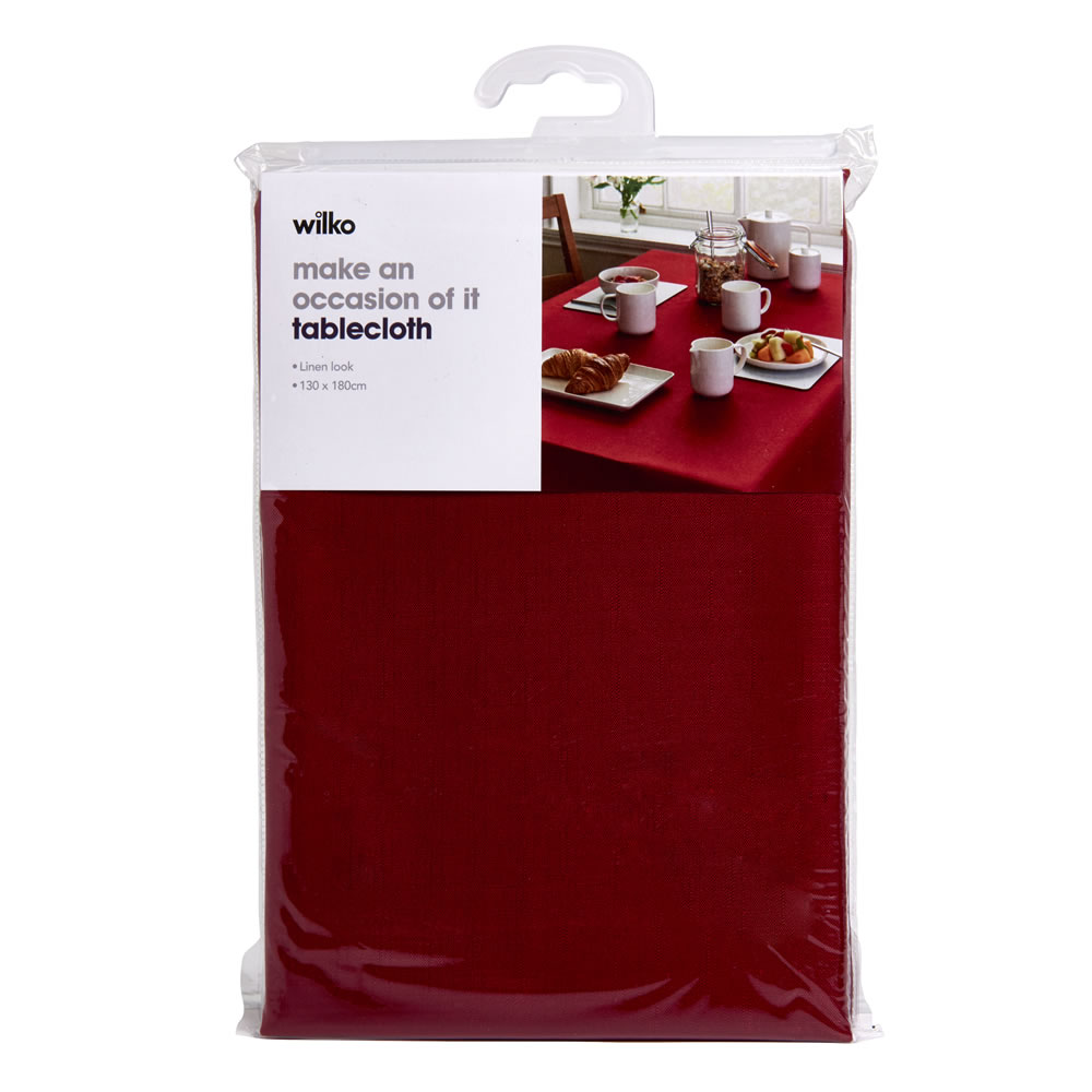 Wilko Linen Look Red Tablecloth 130 x 180cm Wilko