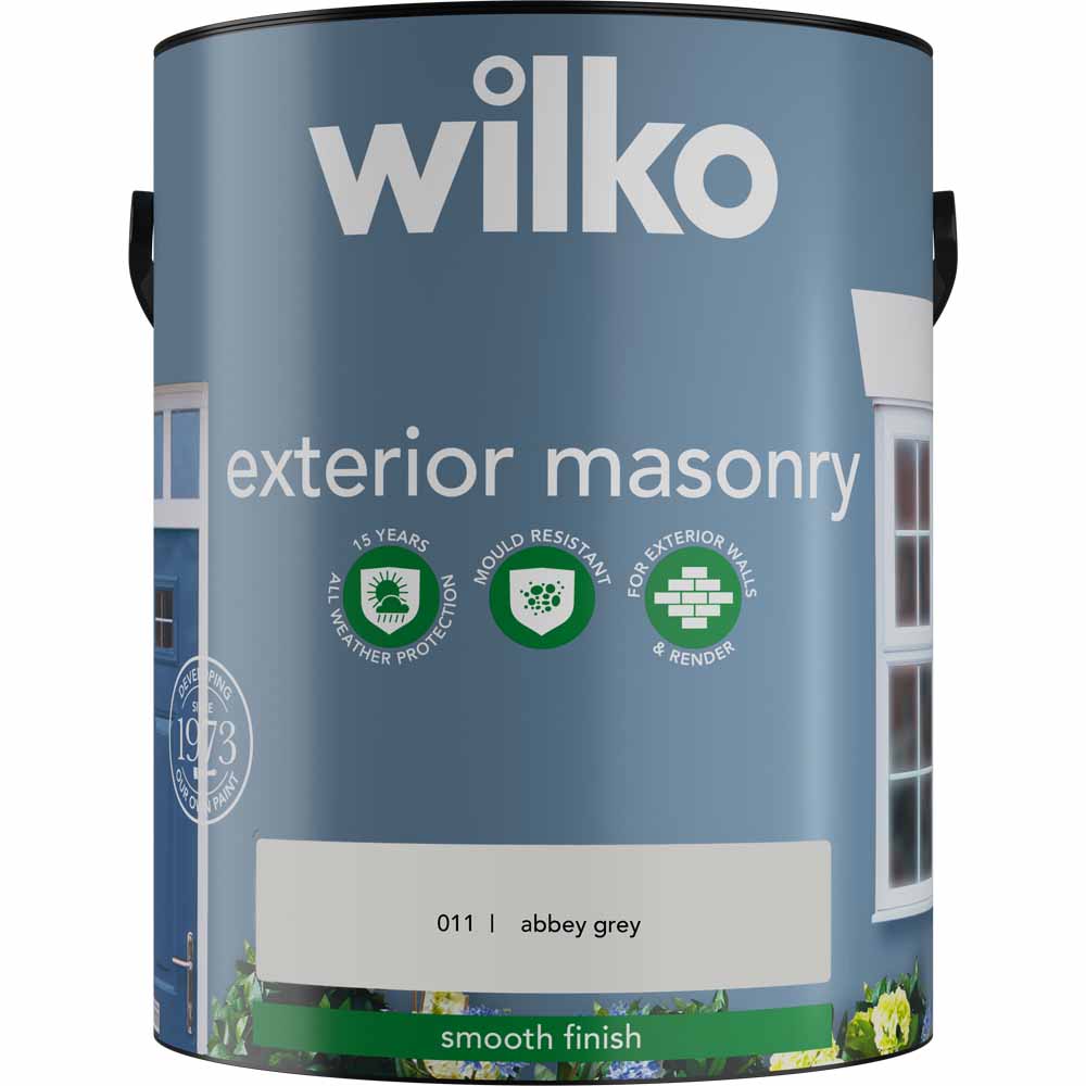 Wilko Abbey Grey Smooth Masonry Paint 5L Image 2