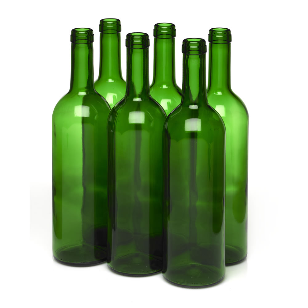 Wilko Green Wine Bottles 6 pack Image