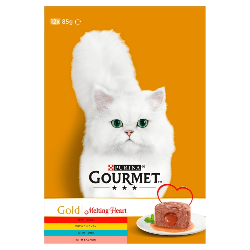 Gourmet Gold Melting Heart Selection Cat Food 12 x 85g Image 1