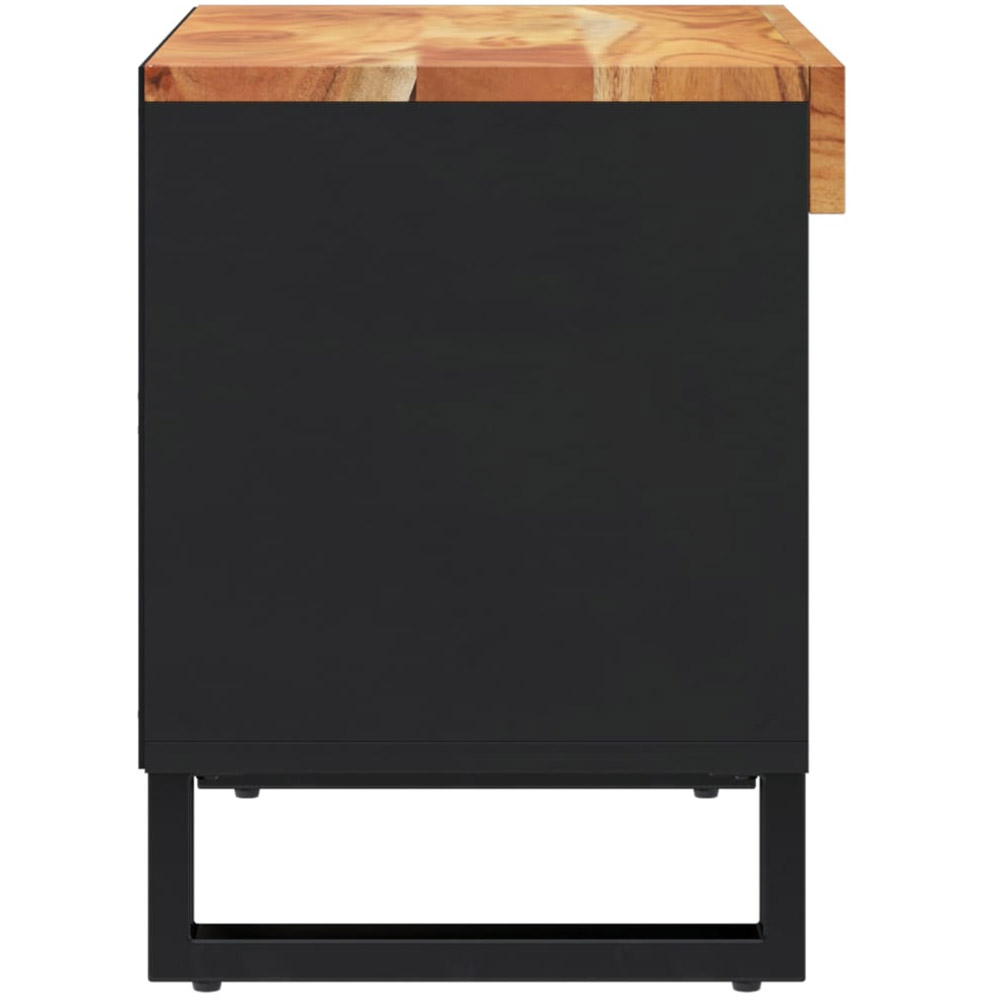 vidaXL Single Open Shelf Brown Solid Wood Acacia TV Cabinet with Metal Legs Image 4