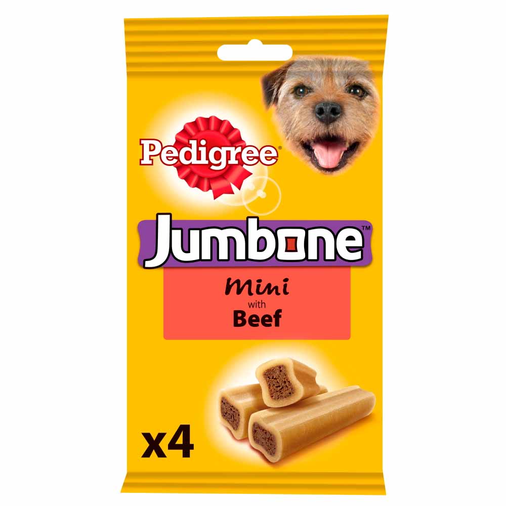 Pedigree 4 pack Jumbone Mini with Beef Dog Treats Image 1