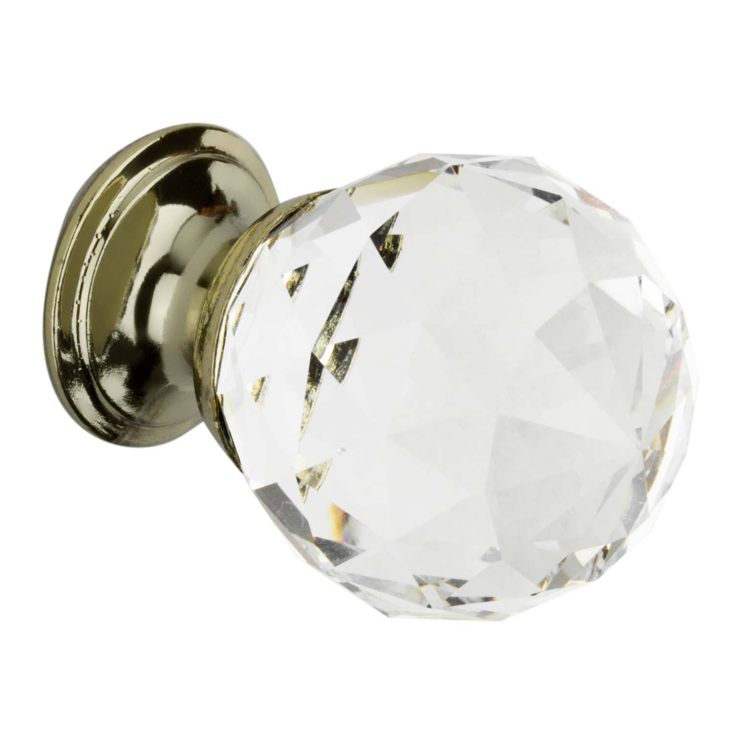 Brass Clear Glass Facet Knob 6 Pack Image