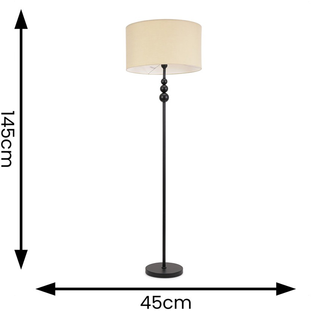 ValueLights Marissa Cream Shade Black Ball LED Floor Lamp Image 7