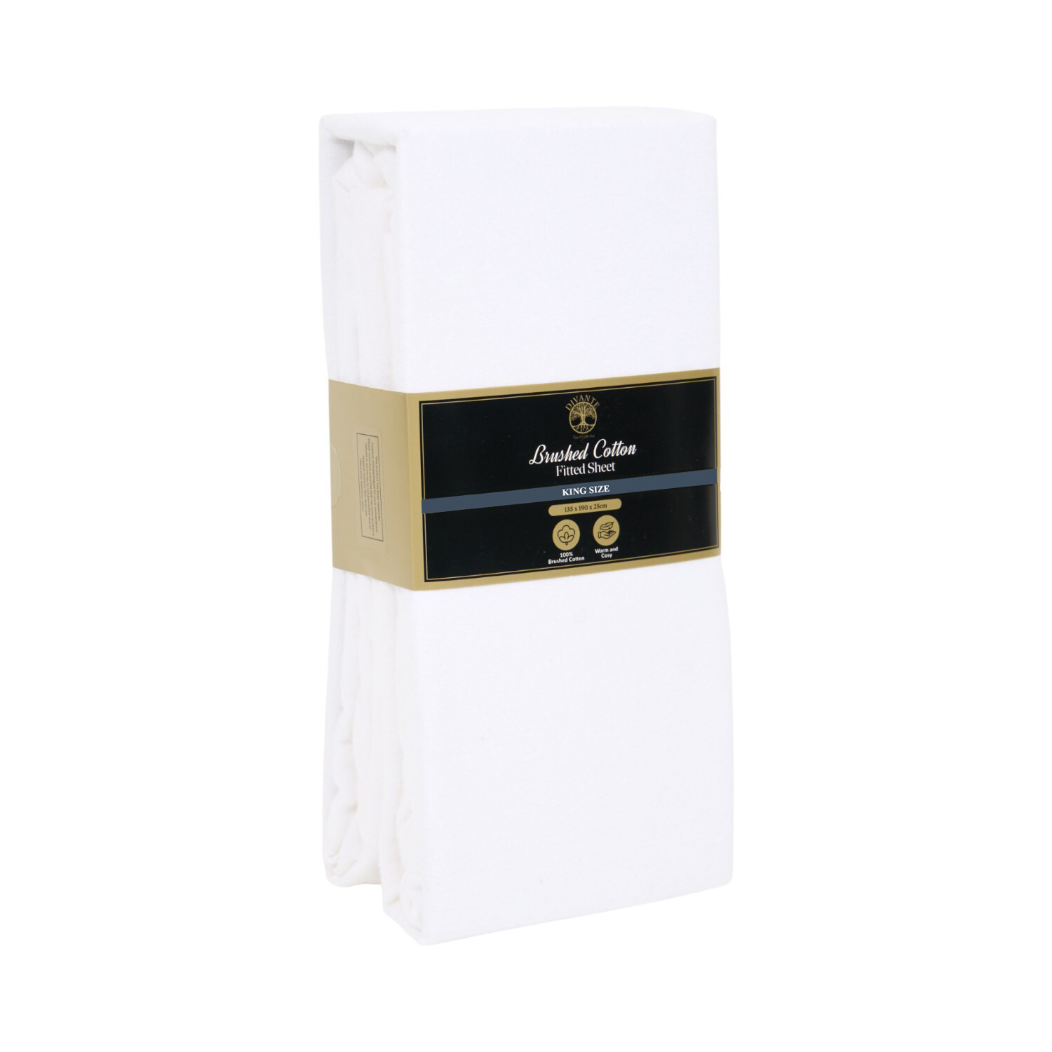 Cosy Brushed Cotton Fitted Sheet White King Image 2