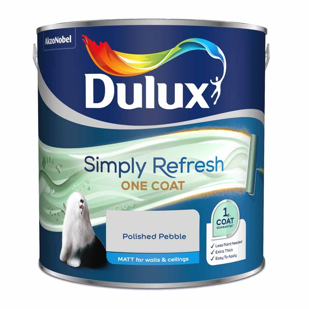 Dulux Simply Refresh One Coat Polished Pebble Matt Emulsion Paint 2.5L Image 2