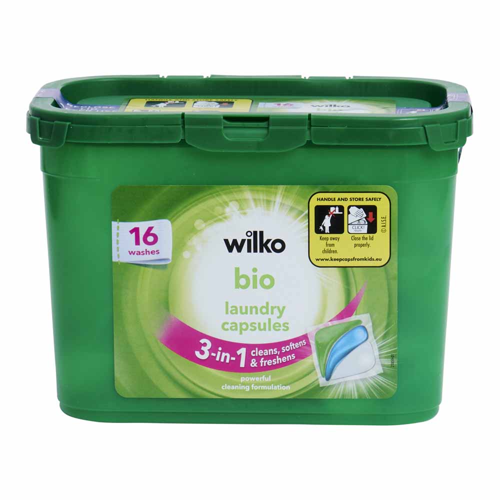 Wilko 3 in 1 Bio Laundry Capsules 16 Washes Image 1