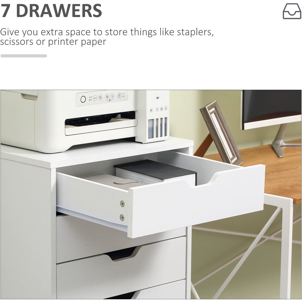 Portland Vinsetto 7 Drawer White Vertical Filing Cabinet Image 7