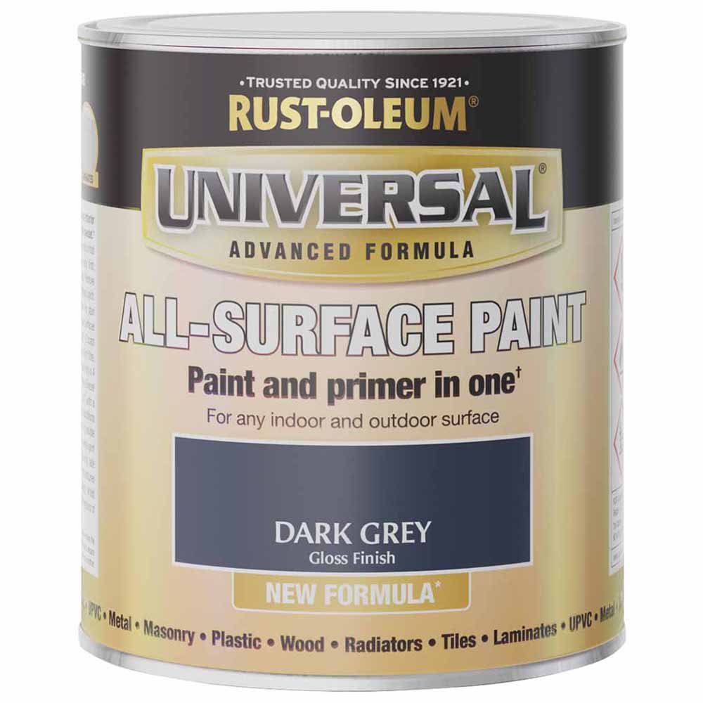 Rust-Oleum Universal Gloss Dark Grey All Surface Paint 750ml Image 2
