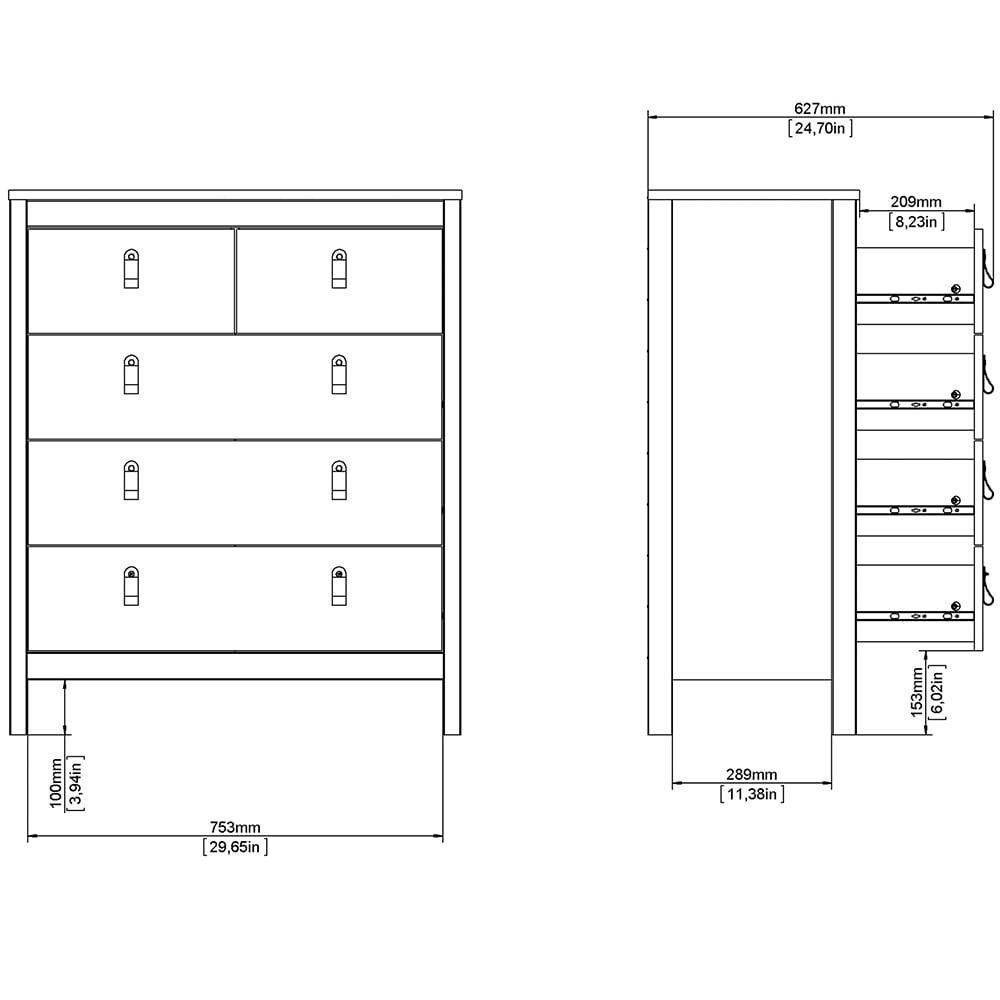 Florence Madrid 5 Drawer Cashmere Chest of Drawers Image 8