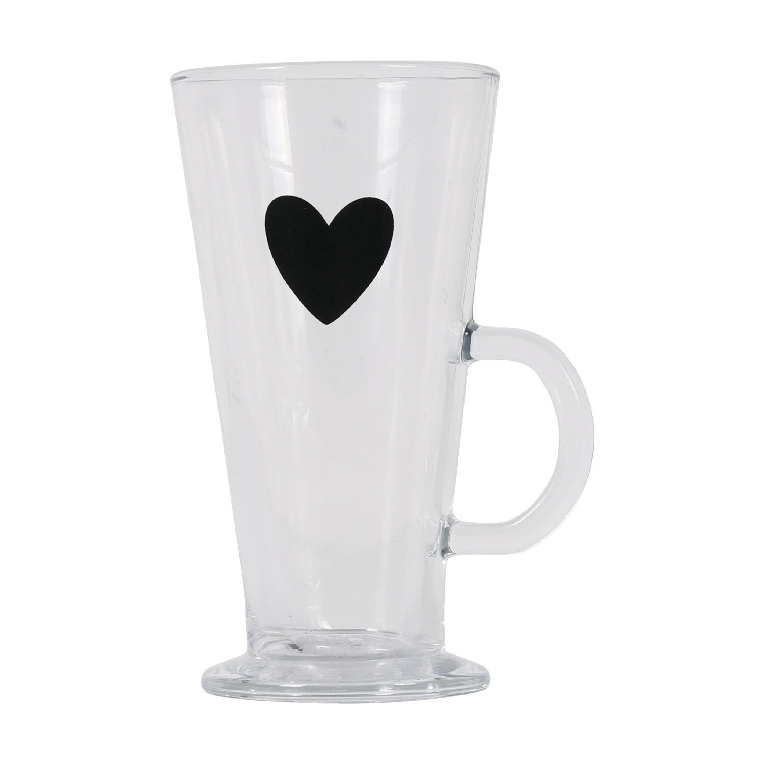 Clear Black Heart Glass Latte Mug Image