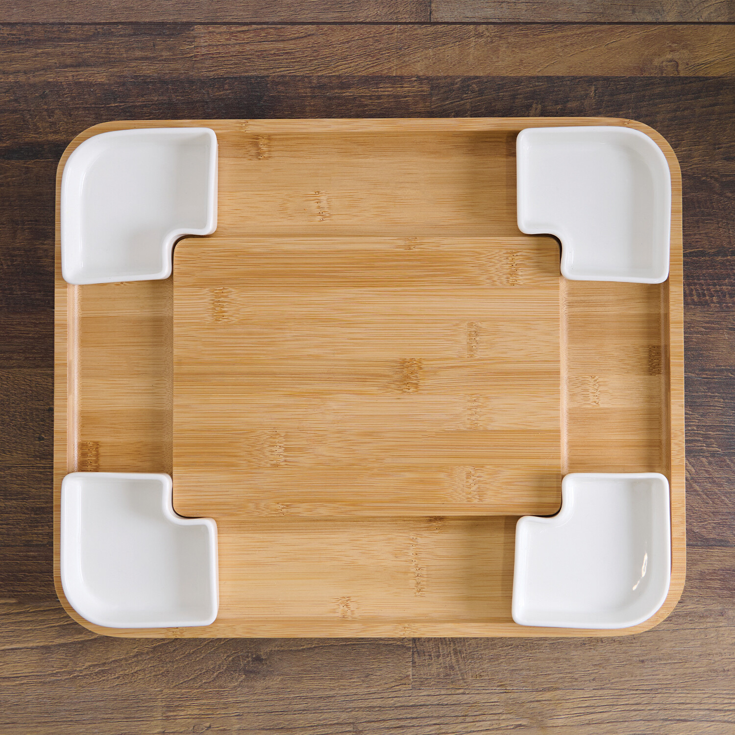Kitchen Master 14 Piece Bamboo Cheese Board Set - Natural and White Image 4