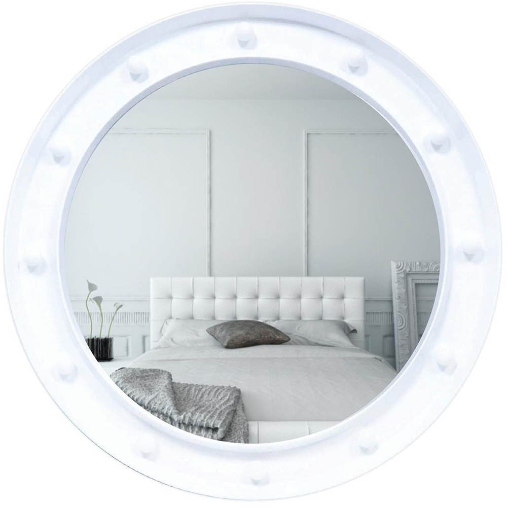 WALPLUS White Hollywood Vanity Round Mirror 49cm Image 1
