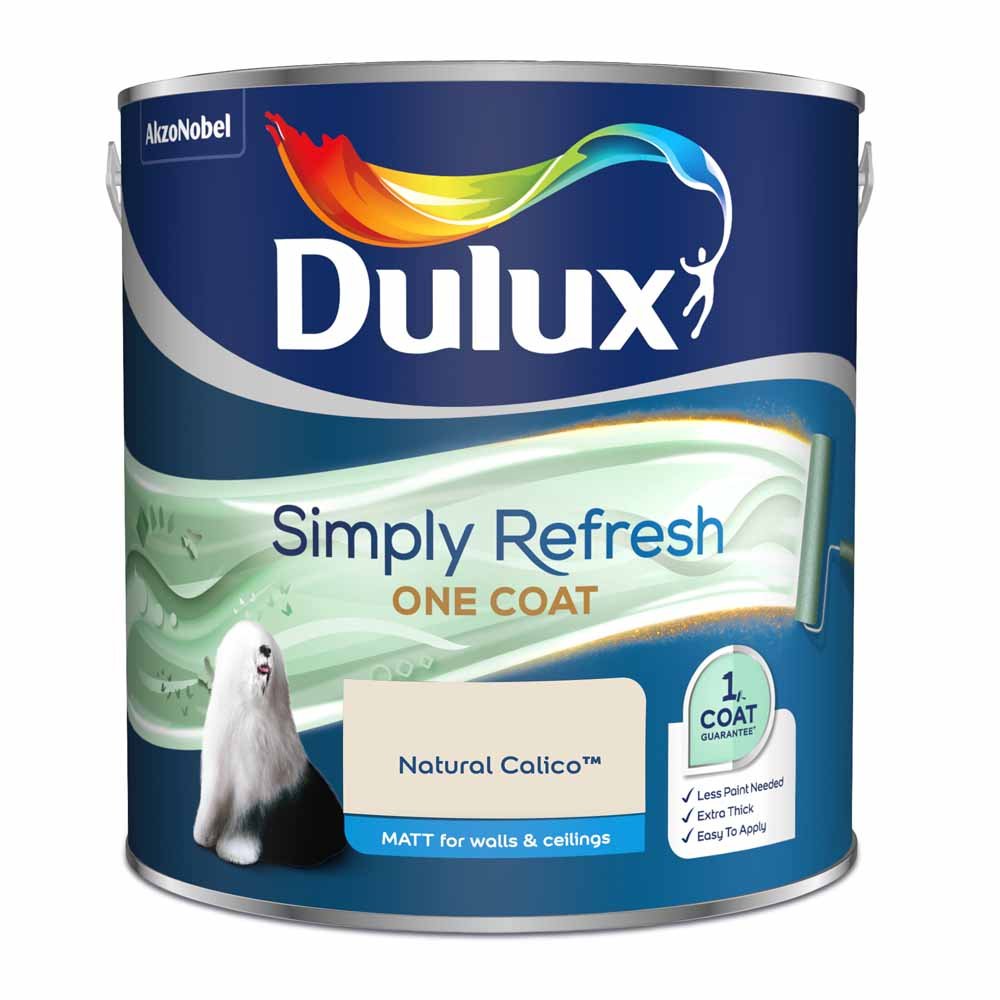 Dulux Simply Refresh One Coat Natural Calico Matt Emulsion Paint 2.5L Image 2