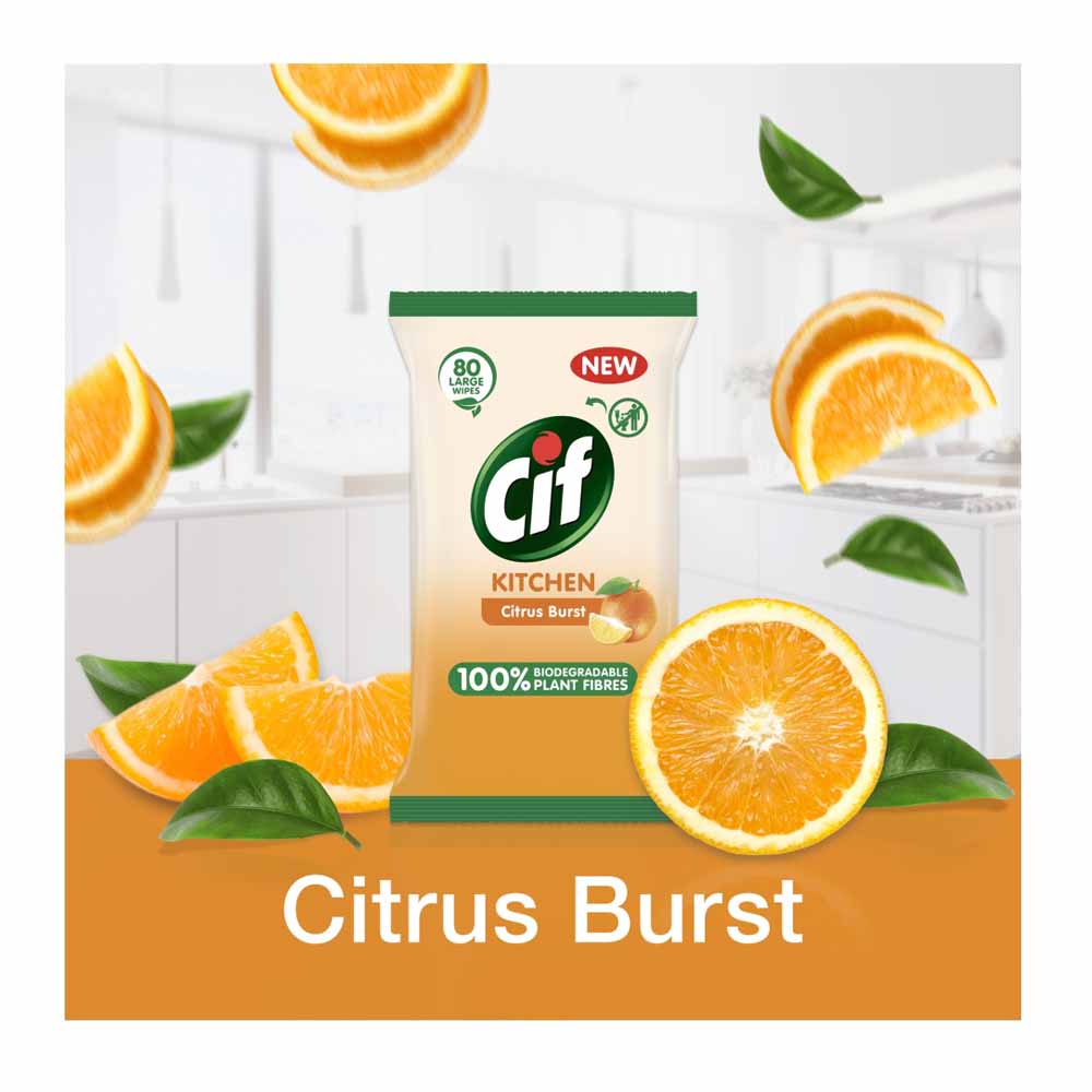 Cif Bio Kitchen Citrus Burst Wipes 80 Sheets   Image 9