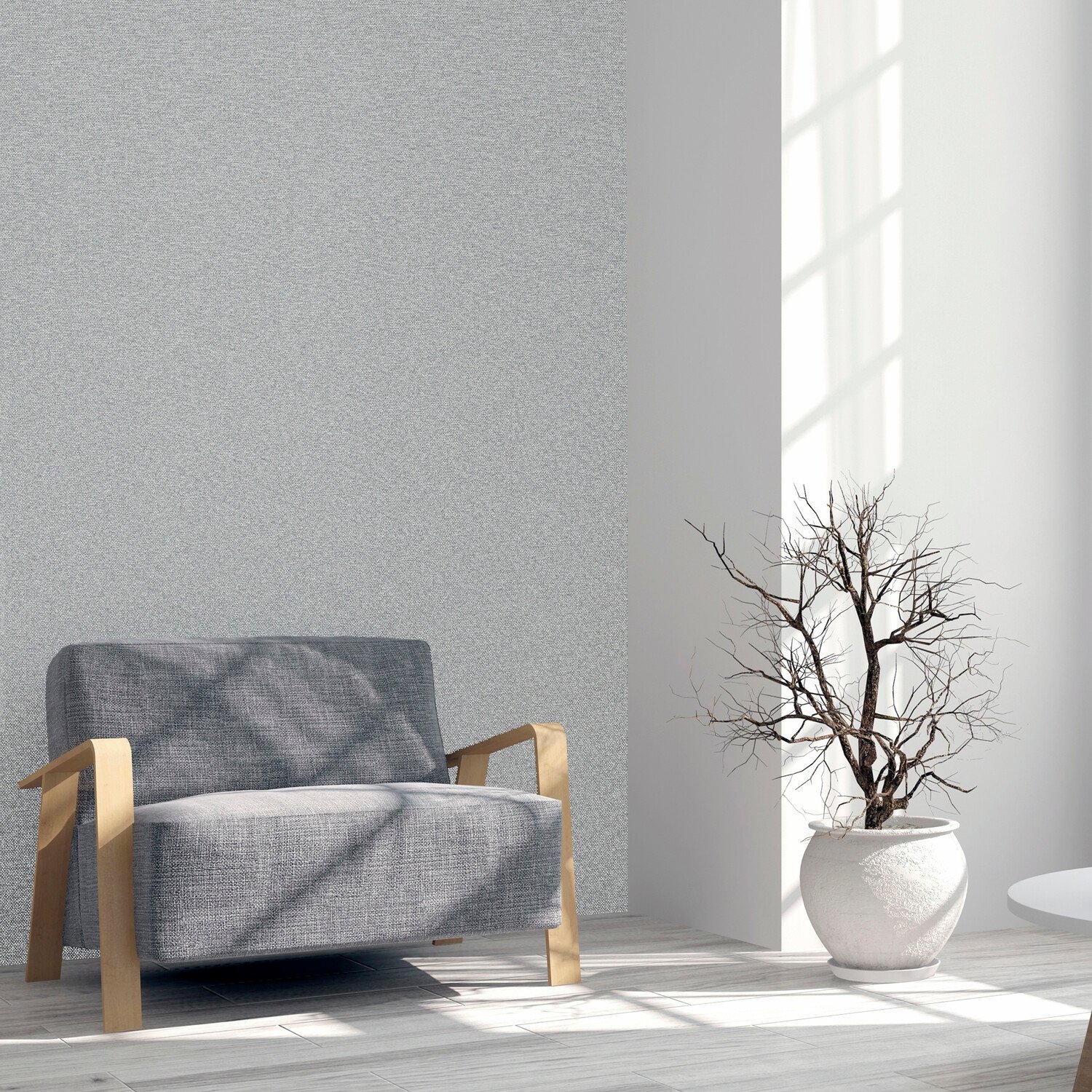 Calico Plain Textured Wallpaper - Grey Image 4