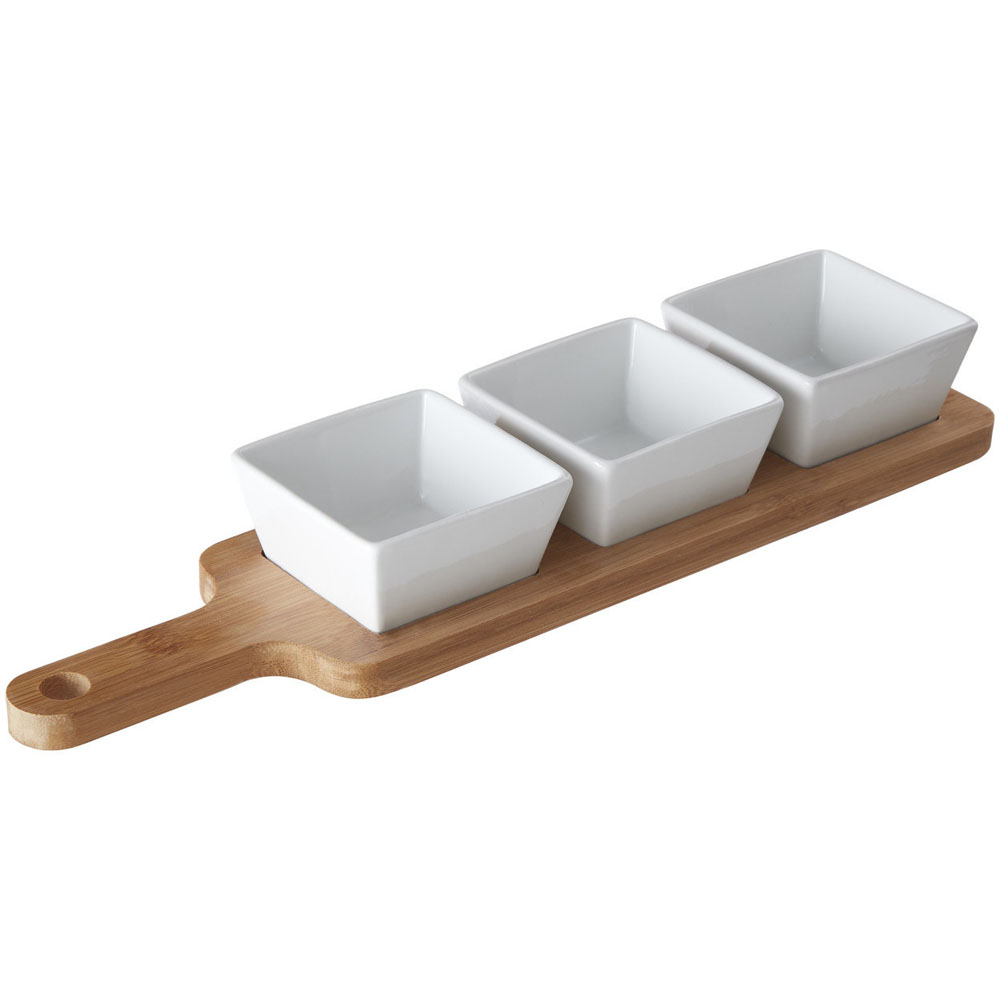 Premier Housewares Soiree Serving Board with White Dishes Image 2