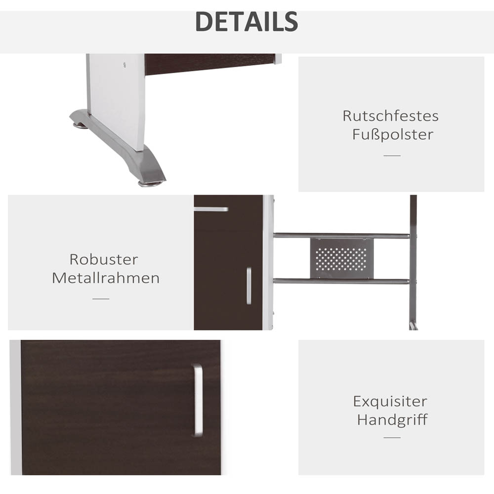Portland Computer Desk with Sliding Keyboard White and Brown Image 4