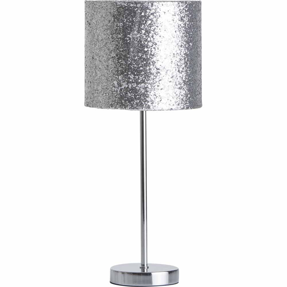 Wilko Milan Silver Glitter Table Lamp Image 3
