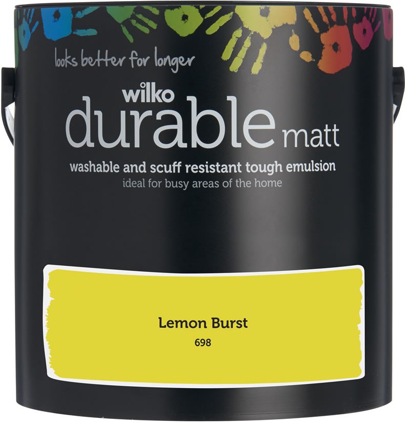 Wilko Durable Lemon Burst Matt Emulsion Paint 2.5L Image 1