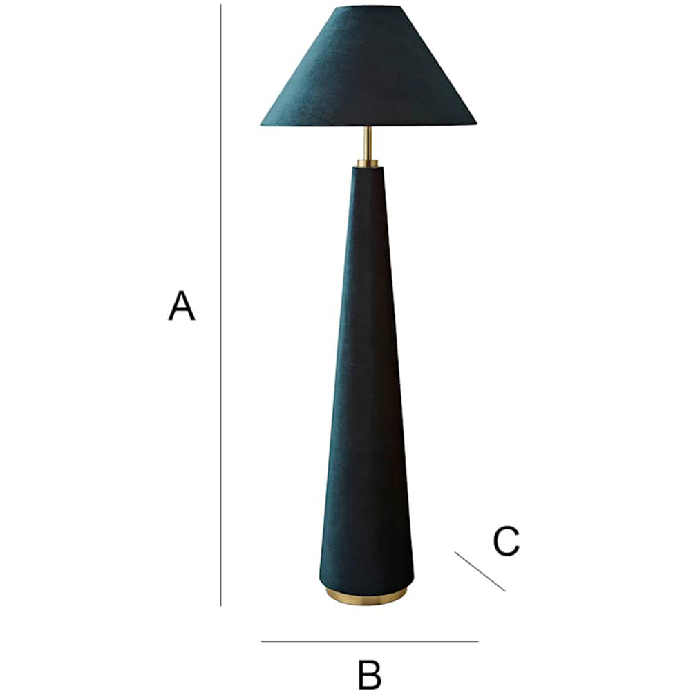 ValueLights Martha Conical Teal Velvet Midi Floor Lamp and Bulb Image 8