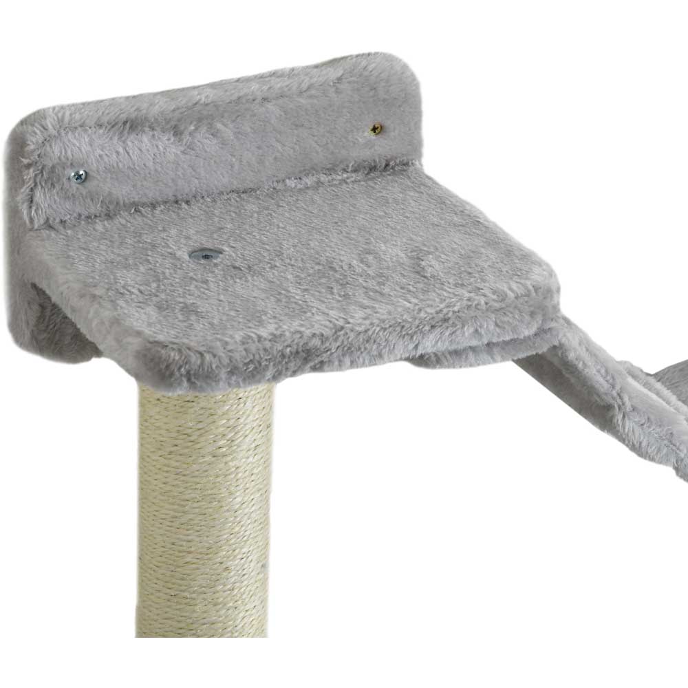 PawHut Cat Wall Furniture with Hammock, Perches, Ladder, Scratching Post, Grey Image 5